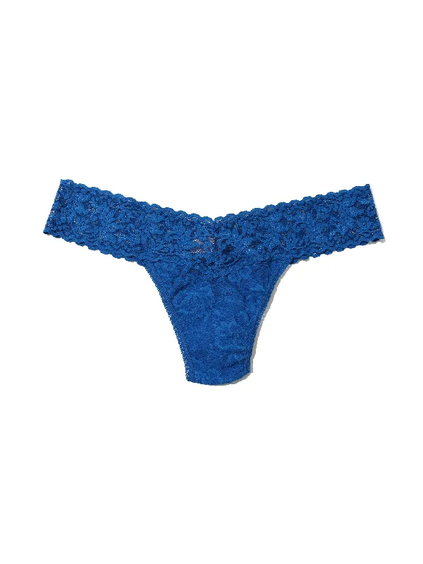 Petite Size Signature Lace Low Rise Thong Deep Dive Blue