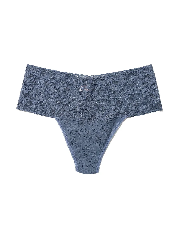 Plus Size Retro Lace Thong Tour Guide Blue