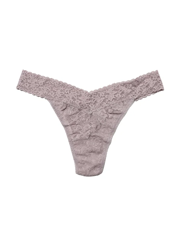 Plus Size Signature Lace Original Rise Thong Steel Grey