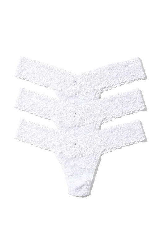 Signature Lace Low Rise Thong 3 Pack