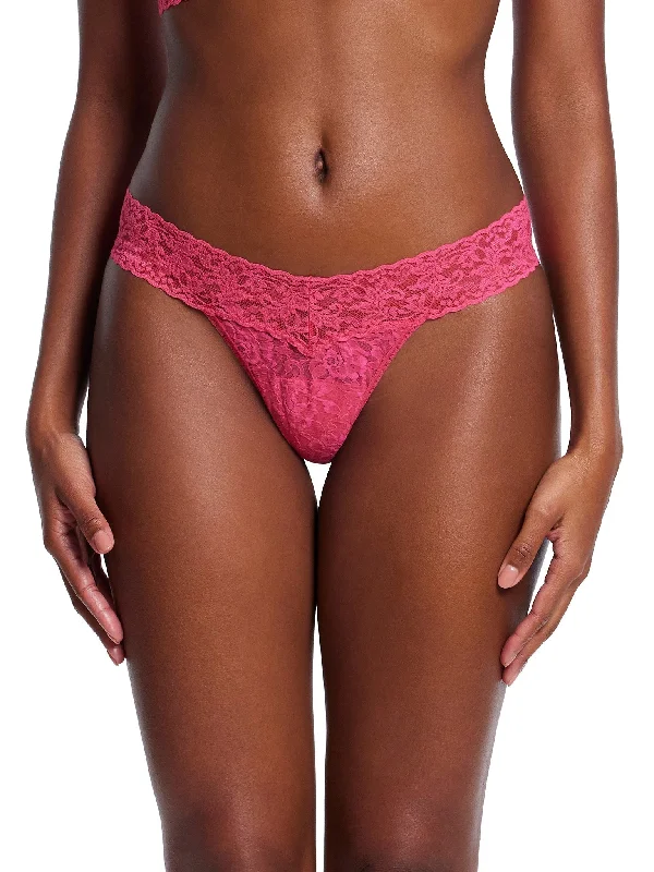 Signature Lace Low Rise Thong Morning Glory Pink