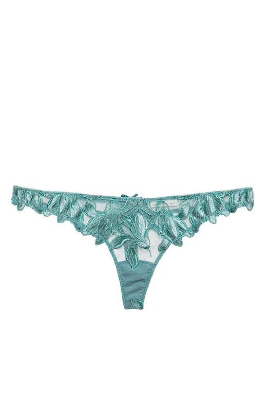 Velvet Lily Embroidery Thong