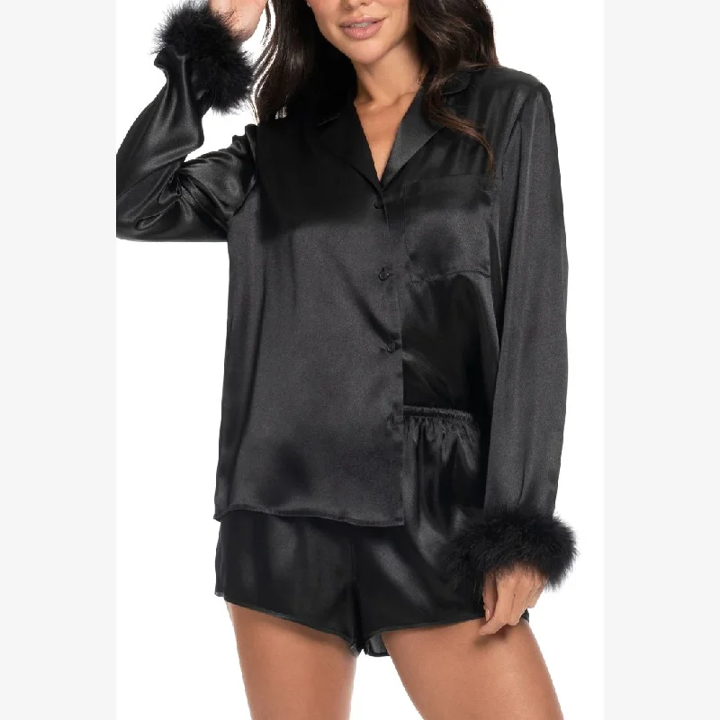 Jonquil Rory Long Sleeve Short Set in Black ROY041