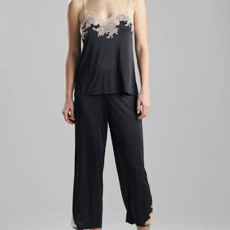 Natori Feathers Cami Pant Set U76312 in Black and Cafe